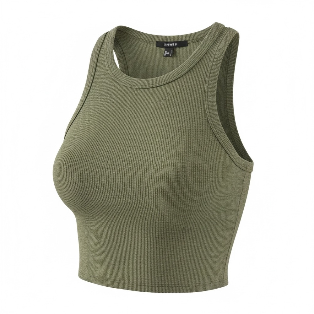 Forever 21 Olive Green Ribbed Crop Top